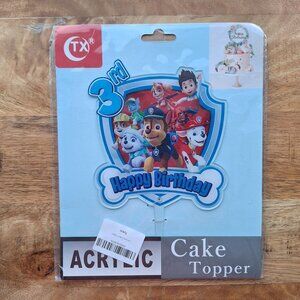 3rd Birthday Dog Acrylic Cake Topper Puppy‎ Police Carroon Paws